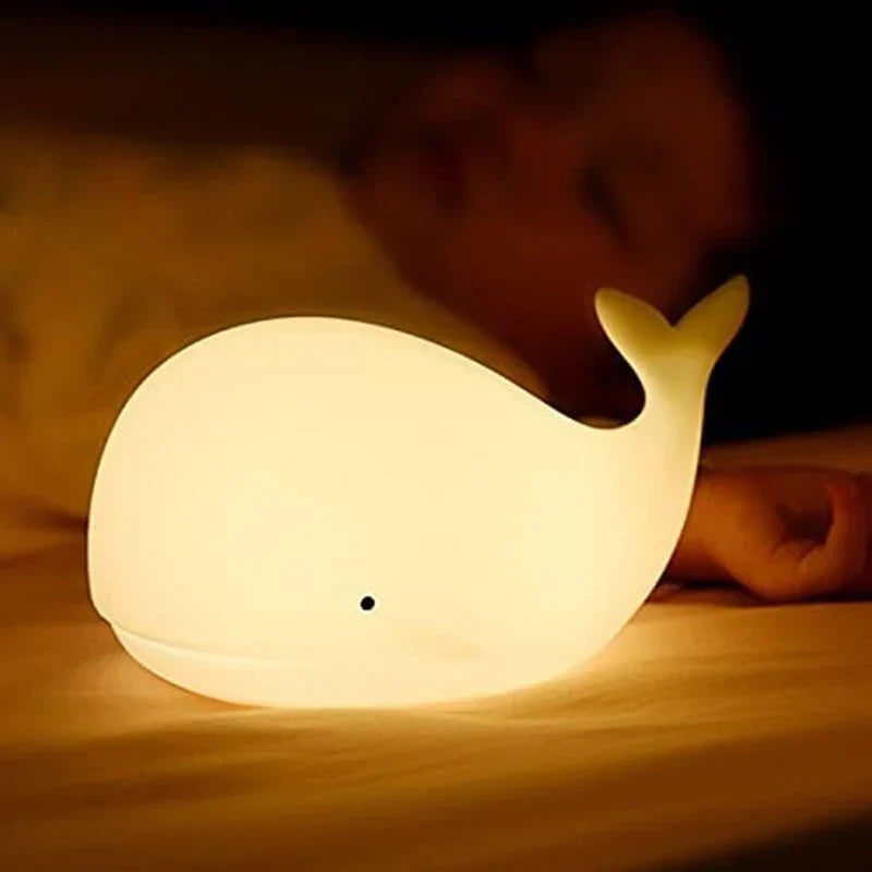 Luz nocturna infantil de ballena con cambio de color