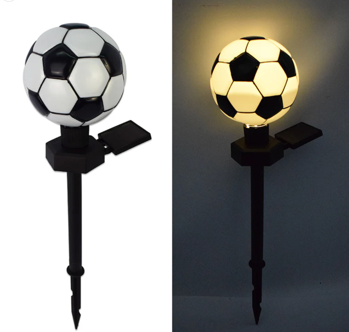 Luz solar con forma de balón de fútbol — Decoración de jardín para el Mundial 2026