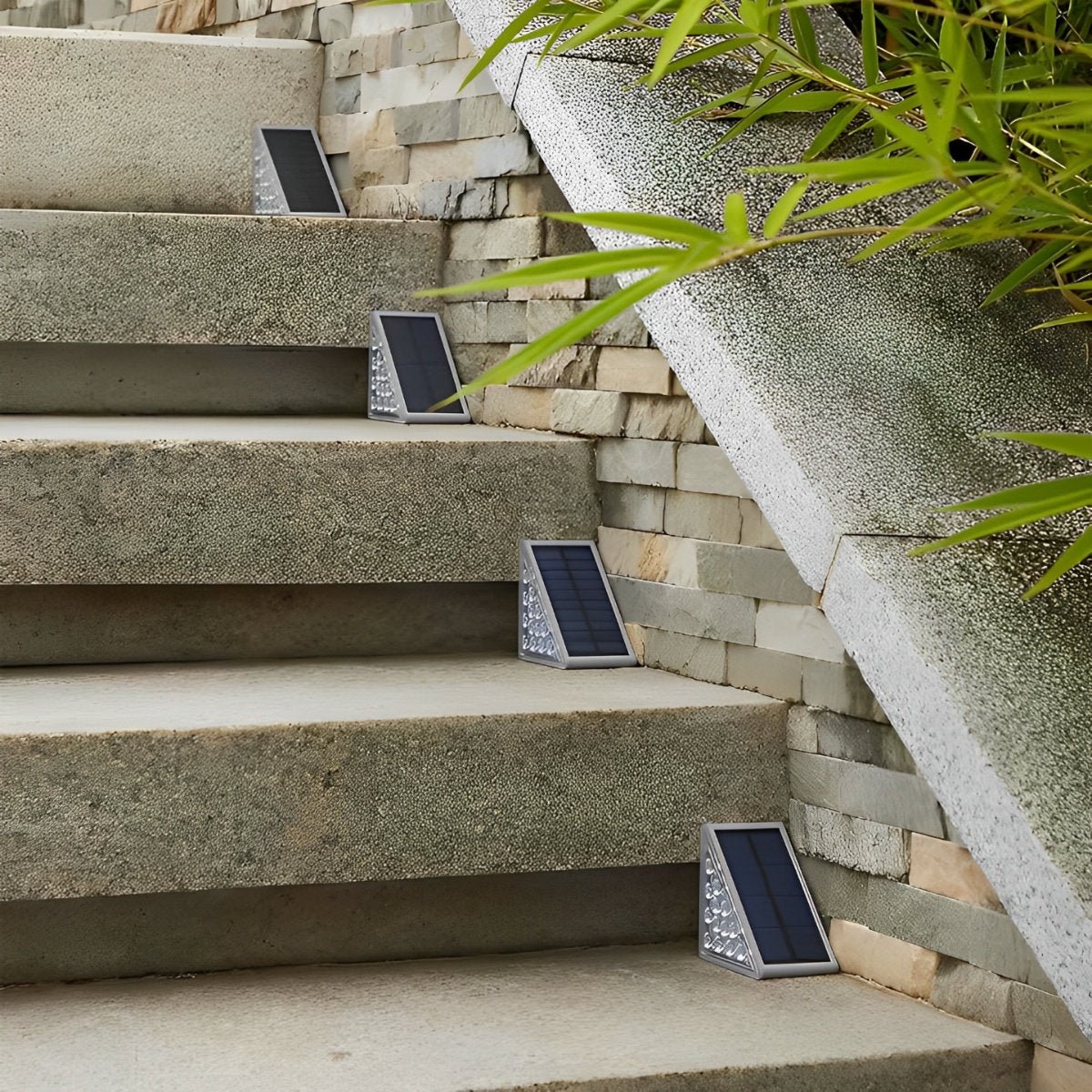 Luz solar exterior para escaleras con sensor de movimiento, ABS, IP65, blanco cálido 3000K