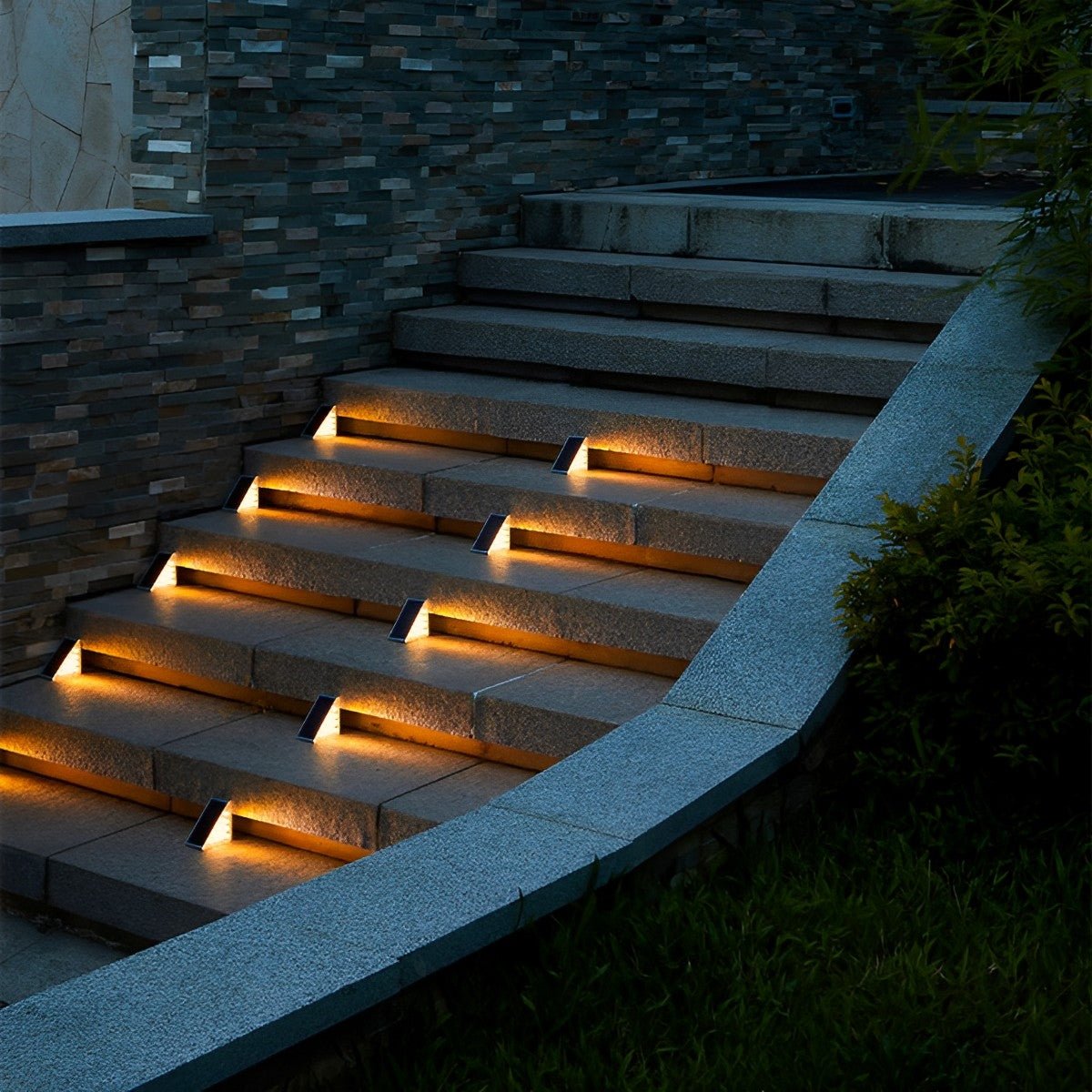 Luz solar exterior para escaleras con sensor de movimiento, ABS, IP65, blanco cálido 3000K