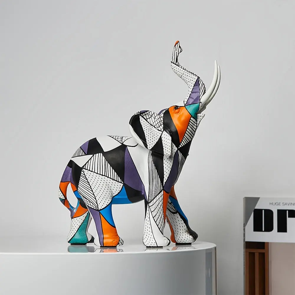 Majestuosa estatuilla de elefante con diseño de mosaico