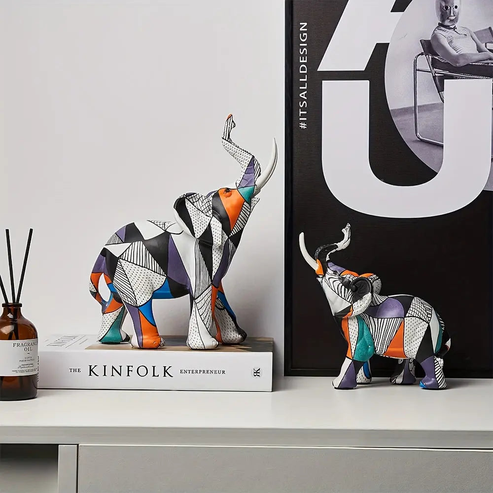 Majestuosa estatuilla de elefante con diseño de mosaico