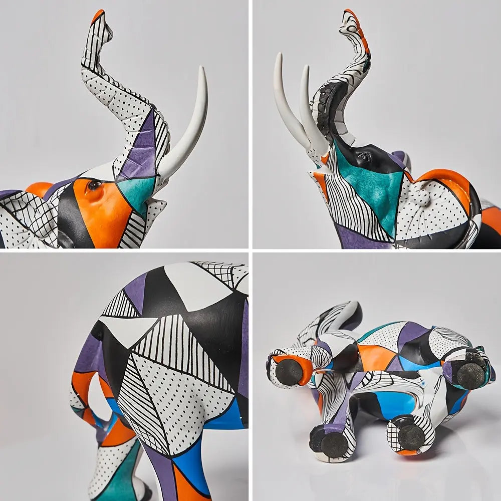 Majestuosa estatuilla de elefante con diseño de mosaico