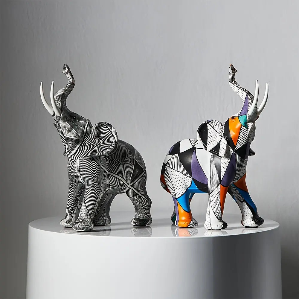 Majestuosa estatuilla de elefante con diseño de mosaico