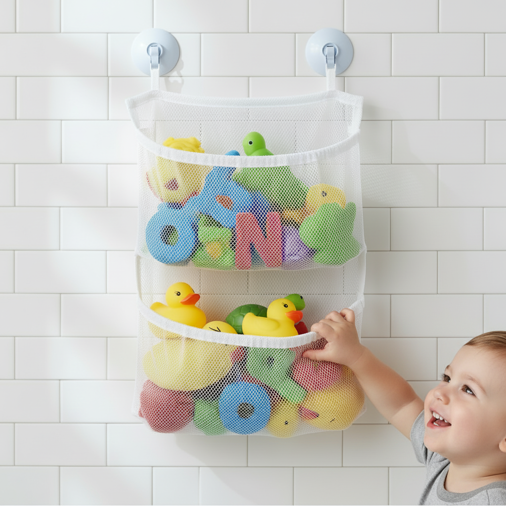 Malla organizadora para juguetes de baño antimoho