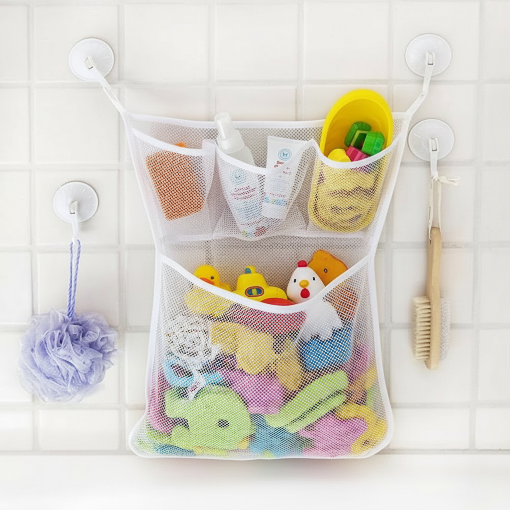 Malla organizadora para juguetes de baño antimoho