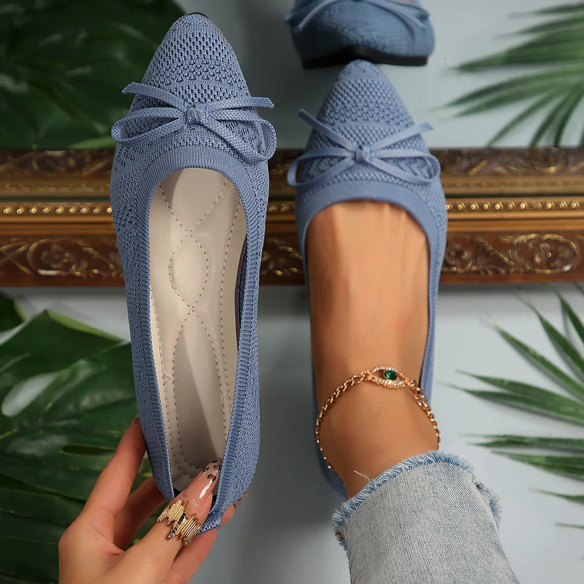 Manoletinas puntiagudas tipo slipper para mujer