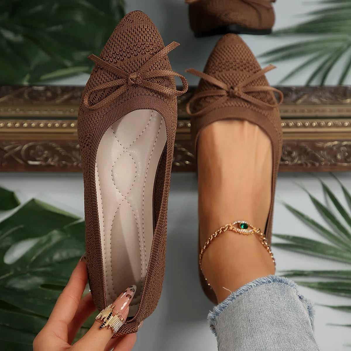 Manoletinas puntiagudas tipo slipper para mujer