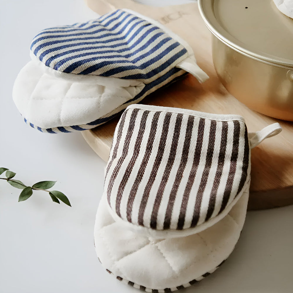 Manoplas de cocina resistentes al calor a rayas