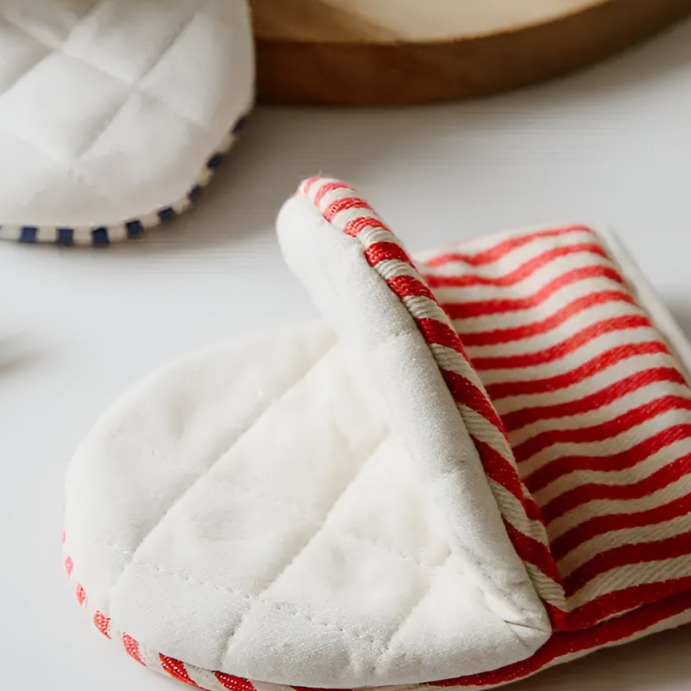 Manoplas de cocina resistentes al calor a rayas