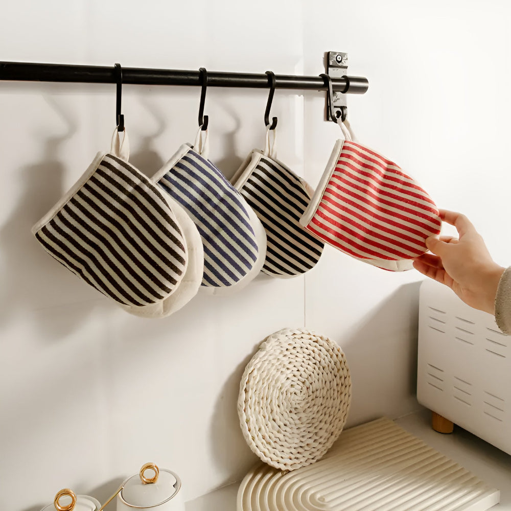 Manoplas de cocina resistentes al calor a rayas