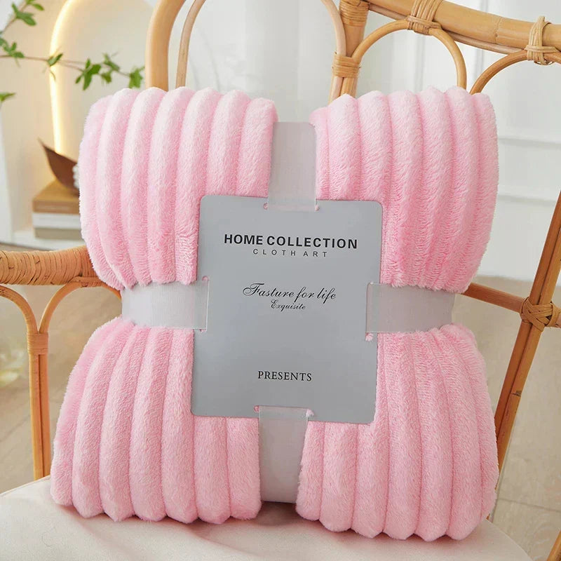 Manta de forro polar de franela con rayas anchas