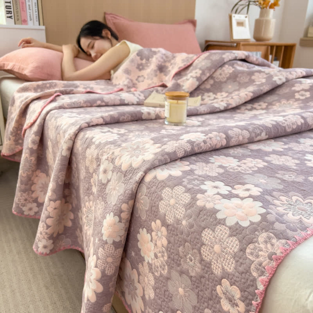 Manta de muselina de algodón con estampado floral