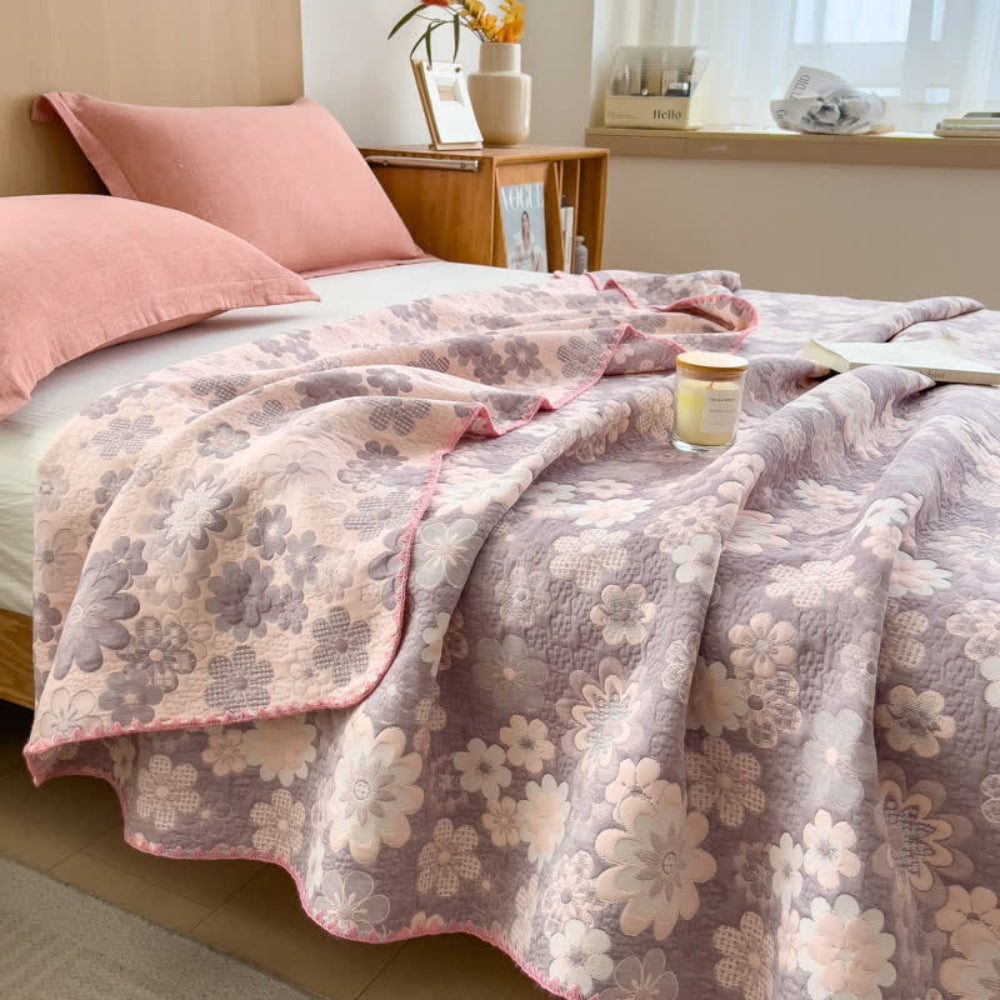 Manta de muselina de algodón con estampado floral