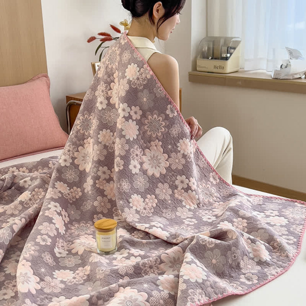 Manta de muselina de algodón con estampado floral