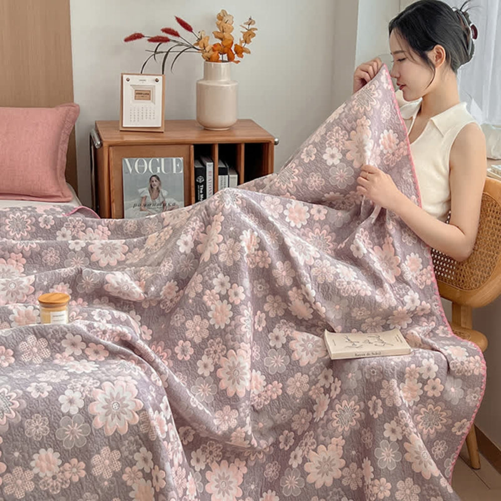 Manta de muselina de algodón con estampado floral