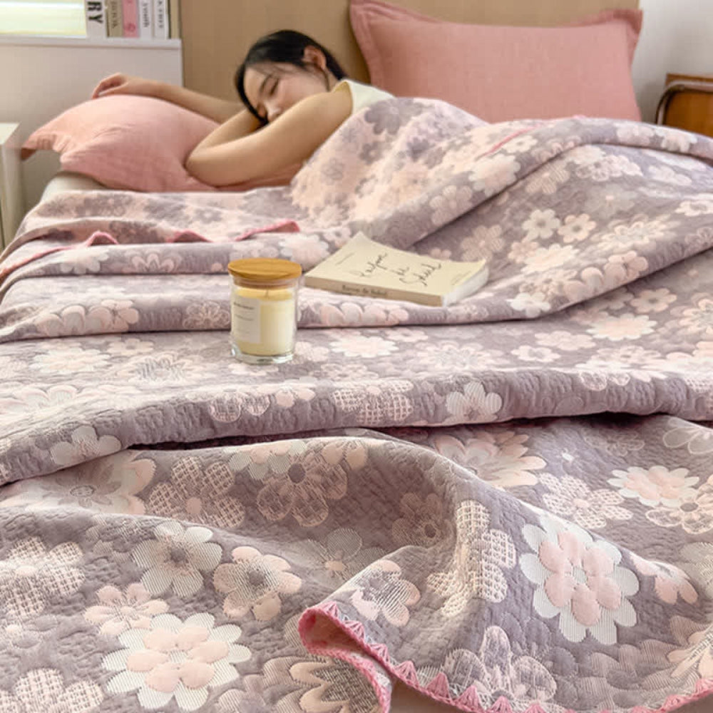 Manta de muselina de algodón con estampado floral
