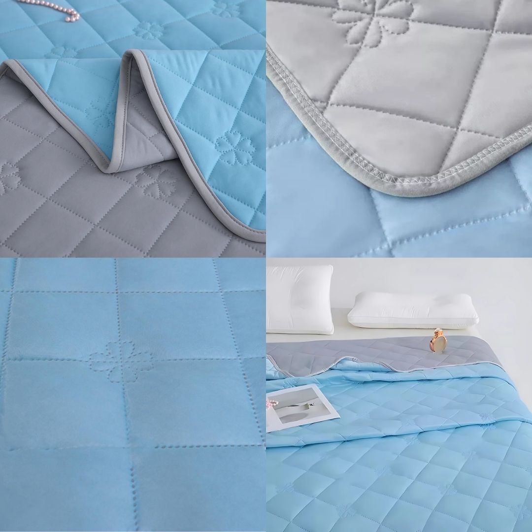 Manta Refrescante de Fibras de Seda Hipoalergénicas – Confort Refrescante Inmediato, Prevención del Sobrecalentamiento y Alivio del Sudor Nocturno para Pieles Sensibles