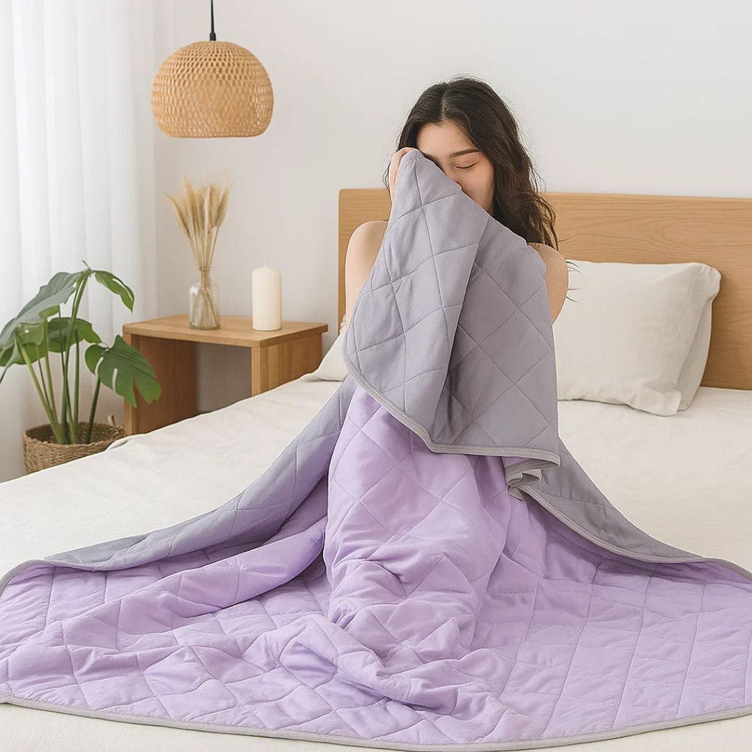 Manta Refrescante de Fibras de Seda Hipoalergénicas – Confort Refrescante Inmediato, Prevención del Sobrecalentamiento y Alivio del Sudor Nocturno para Pieles Sensibles