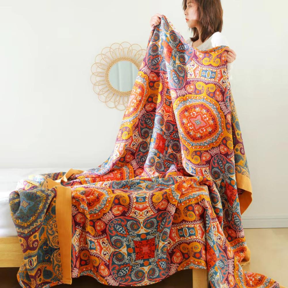Manta reversible de estilo bohemio Sunrise