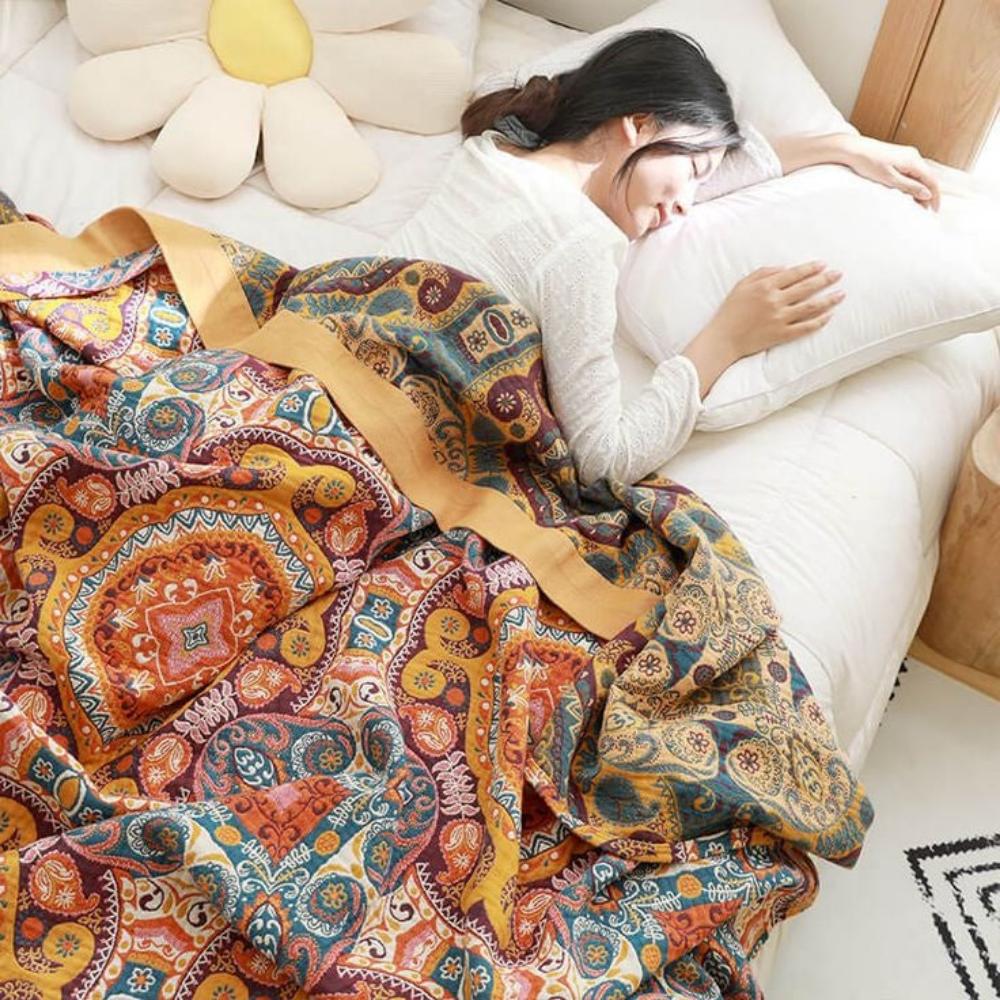 Manta reversible de estilo bohemio Sunrise