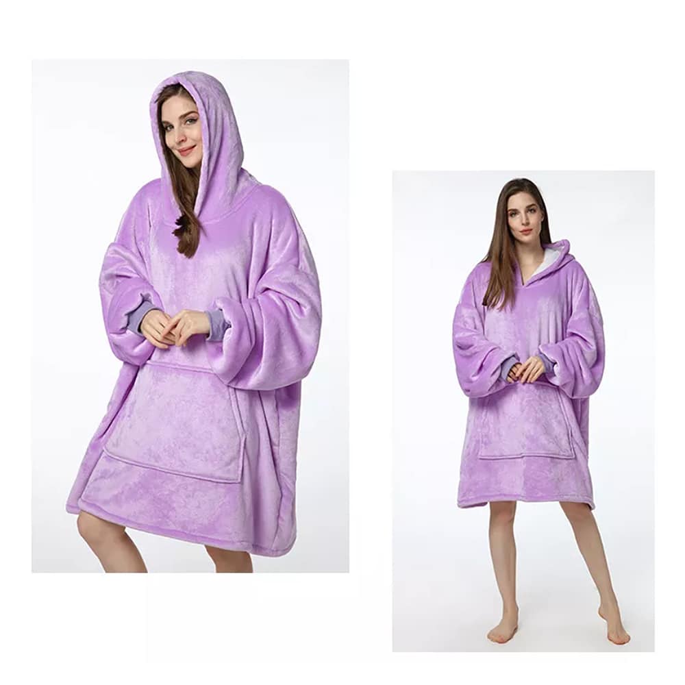 Manta sudadera estilo hygge con mangas, capucha y bolsillo - 200 x 150 cm