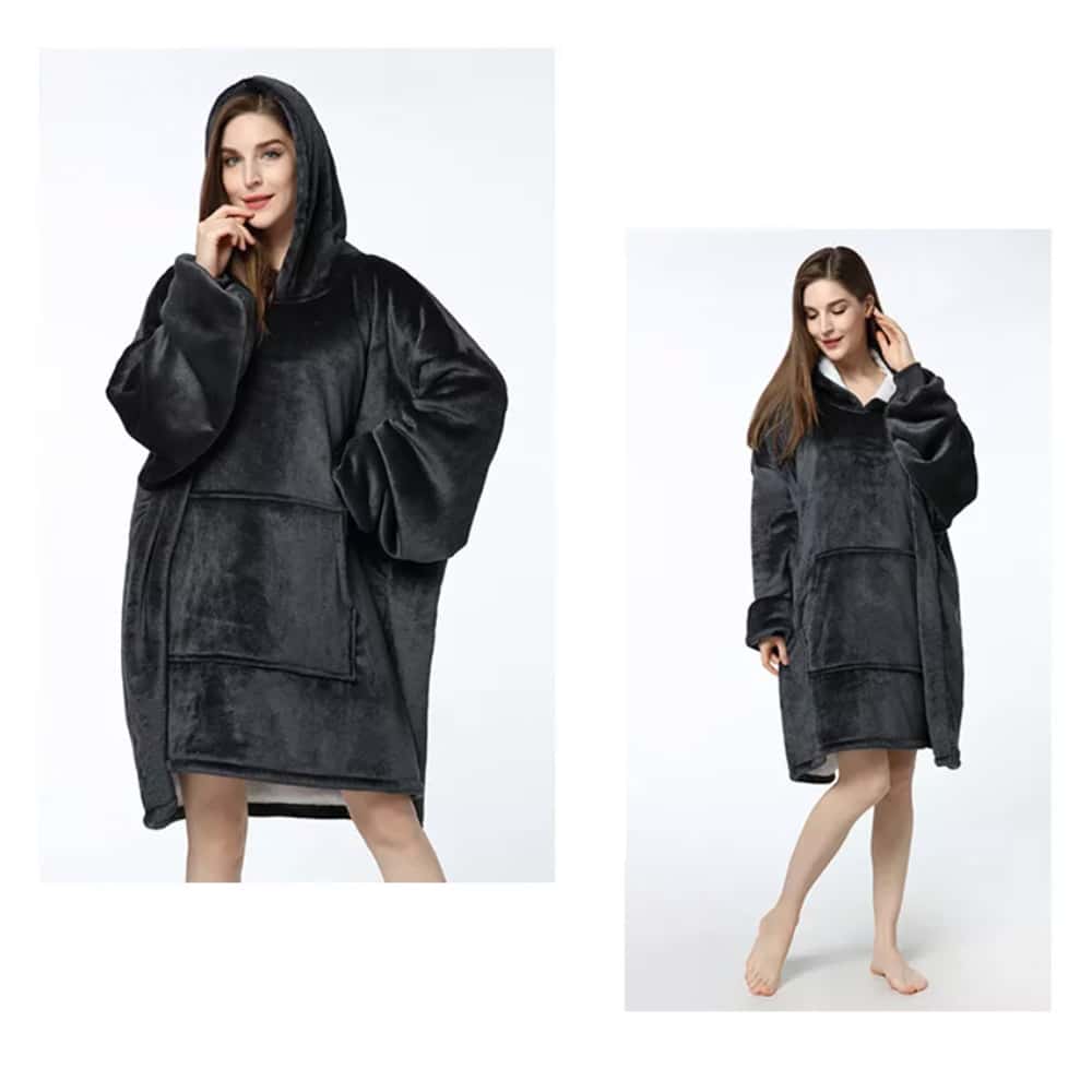 Manta sudadera estilo hygge con mangas, capucha y bolsillo - 200 x 150 cm