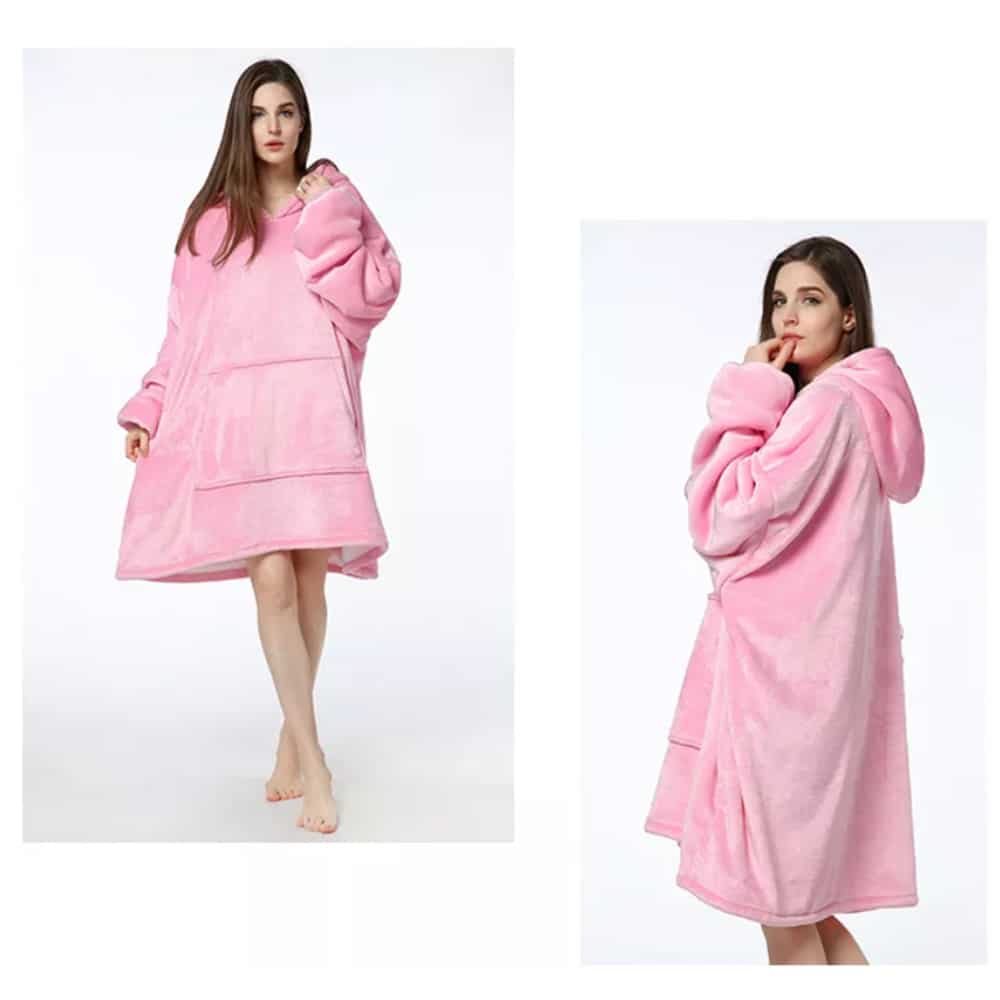 Manta sudadera estilo hygge con mangas, capucha y bolsillo - 200 x 150 cm
