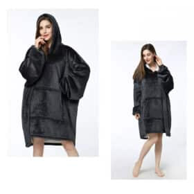 Manta sudadera estilo hygge con mangas, capucha y bolsillo - 200 x 150 cm