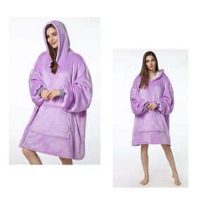 Manta sudadera estilo hygge con mangas, capucha y bolsillo - 200 x 150 cm