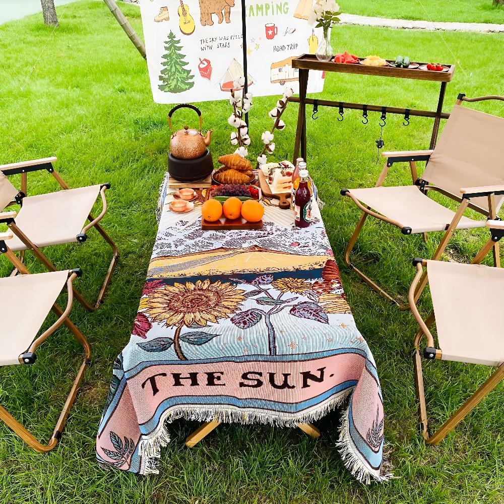 Manta tapiz estilo bohemio con motivo de sol