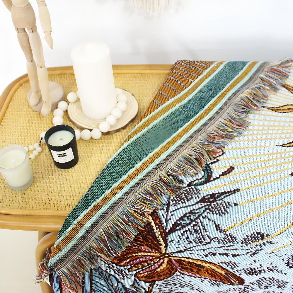 Manta tapiz estilo bohemio con motivo de sol