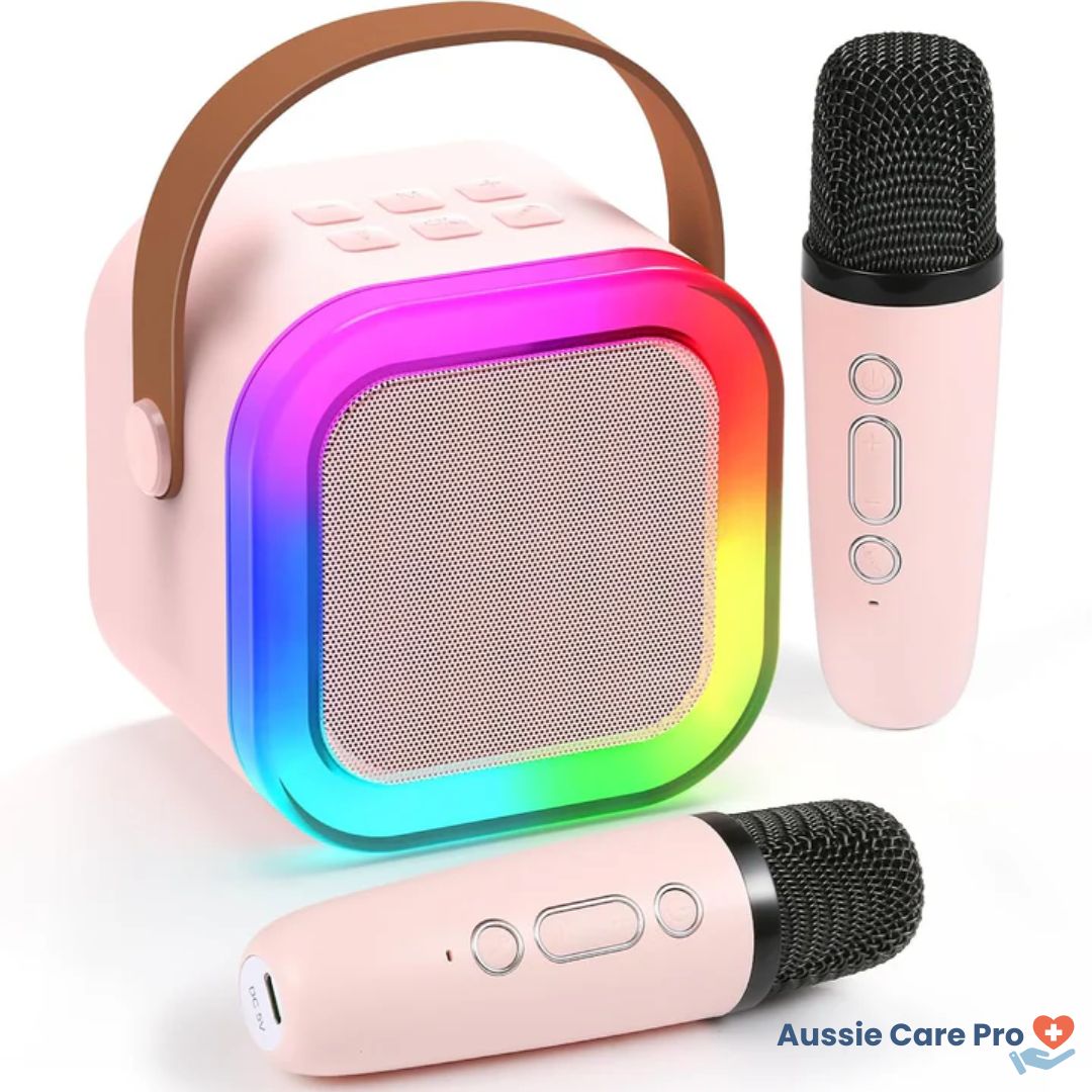 Máquina de karaoke infantil - Bluetooth con micrófonos inalámbricos y efectos de luz