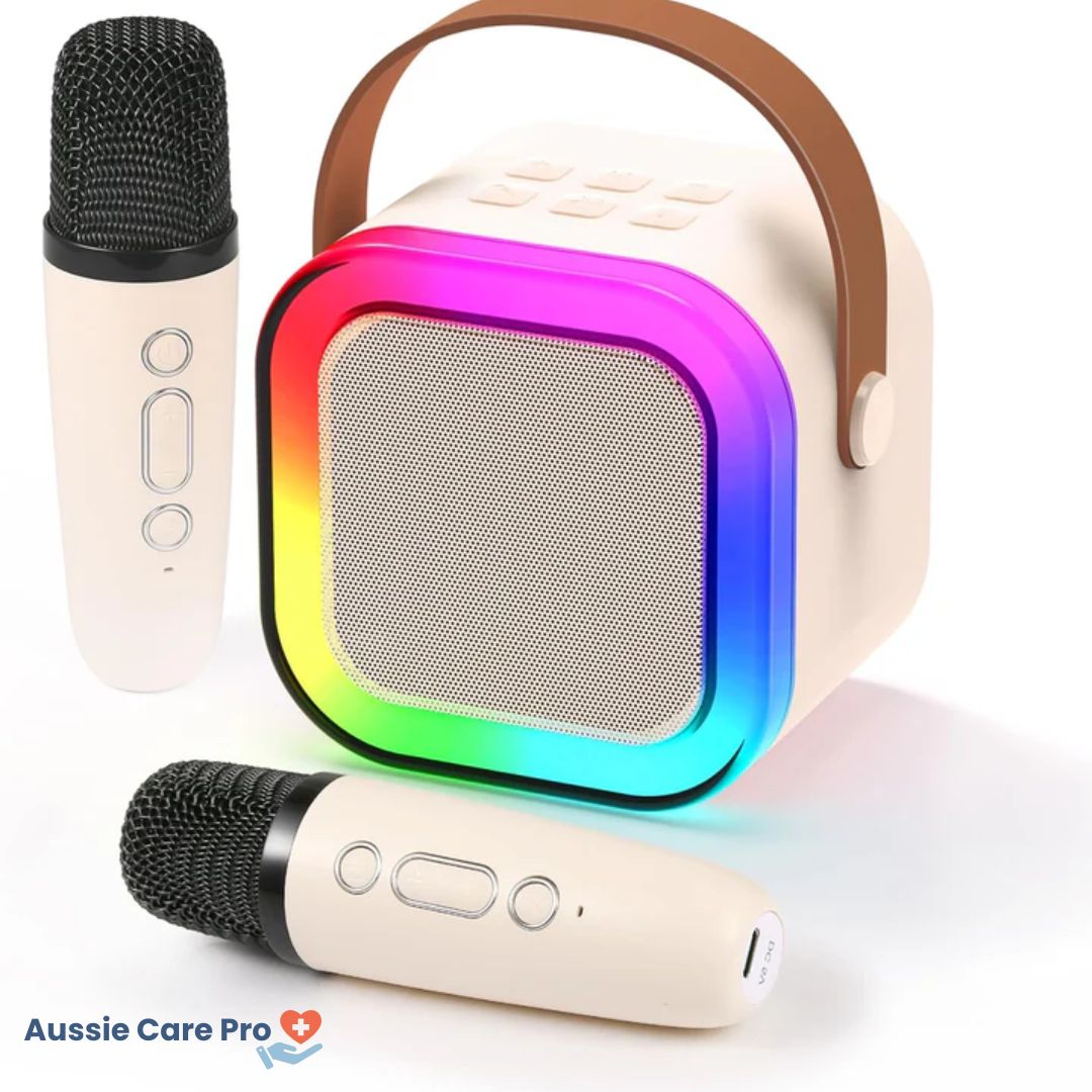Máquina de karaoke infantil - Bluetooth con micrófonos inalámbricos y efectos de luz