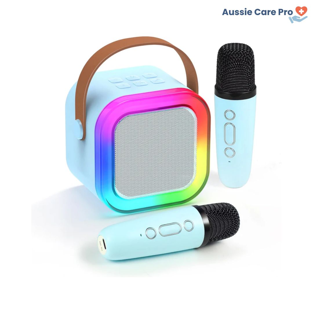 Máquina de karaoke infantil - Bluetooth con micrófonos inalámbricos y efectos de luz