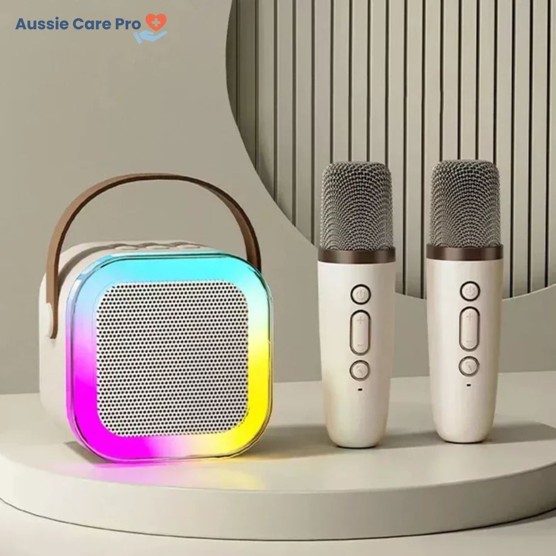 Máquina de karaoke infantil - Bluetooth con micrófonos inalámbricos y efectos de luz
