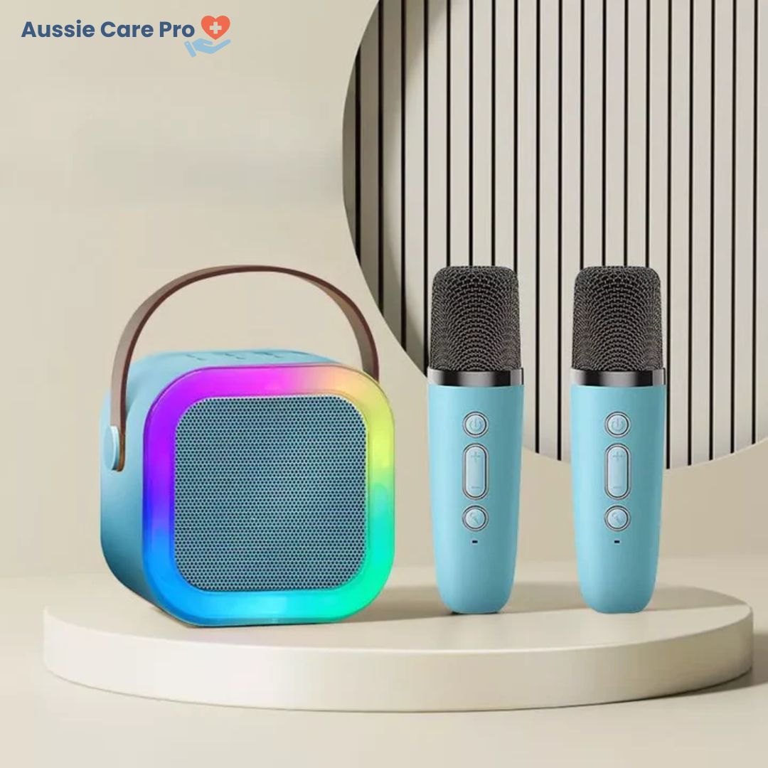 Máquina de karaoke infantil - Bluetooth con micrófonos inalámbricos y efectos de luz