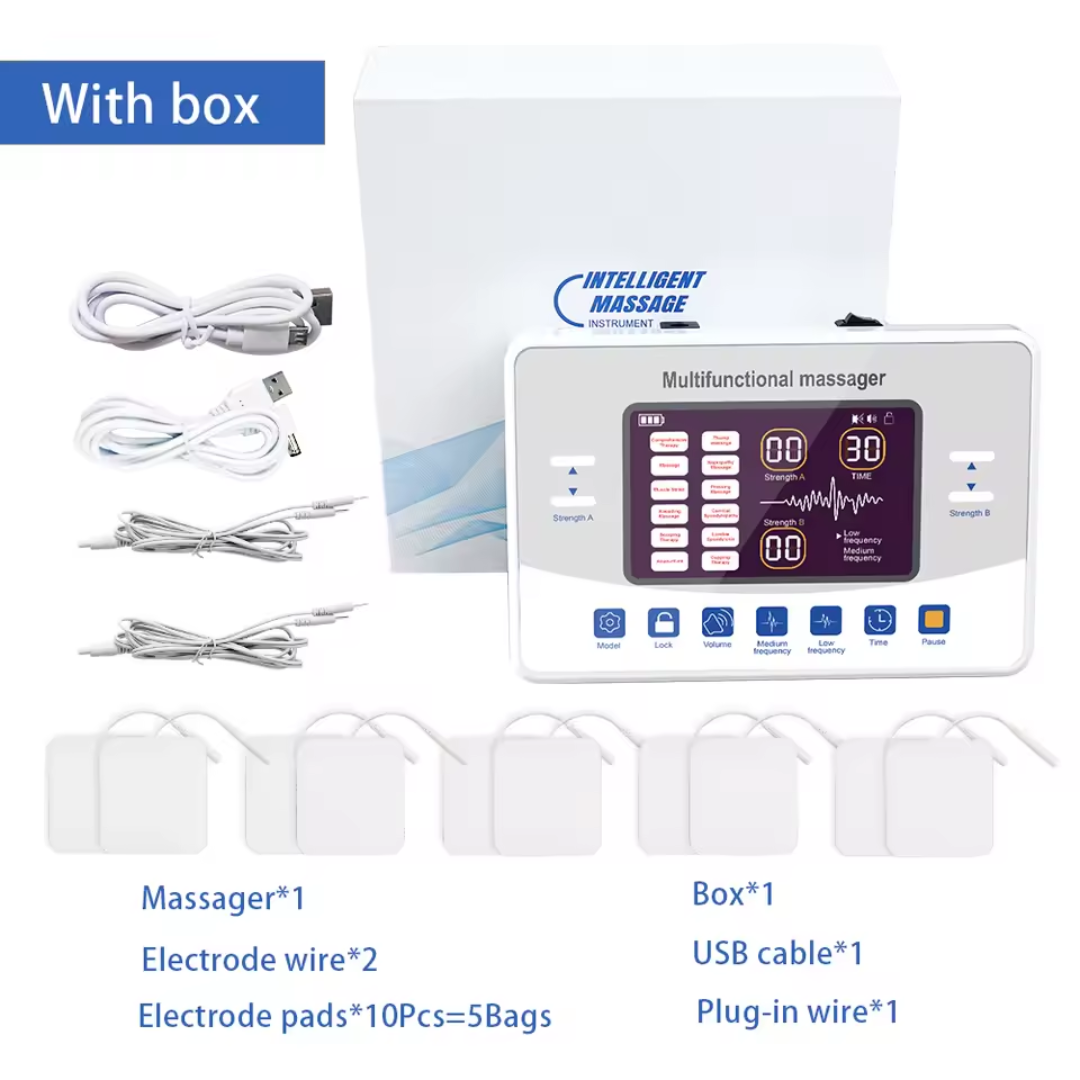 Masajeador eléctrico por impulsos TENS EMS con 12 modos, electroestimulador muscular para alivio del dolor
