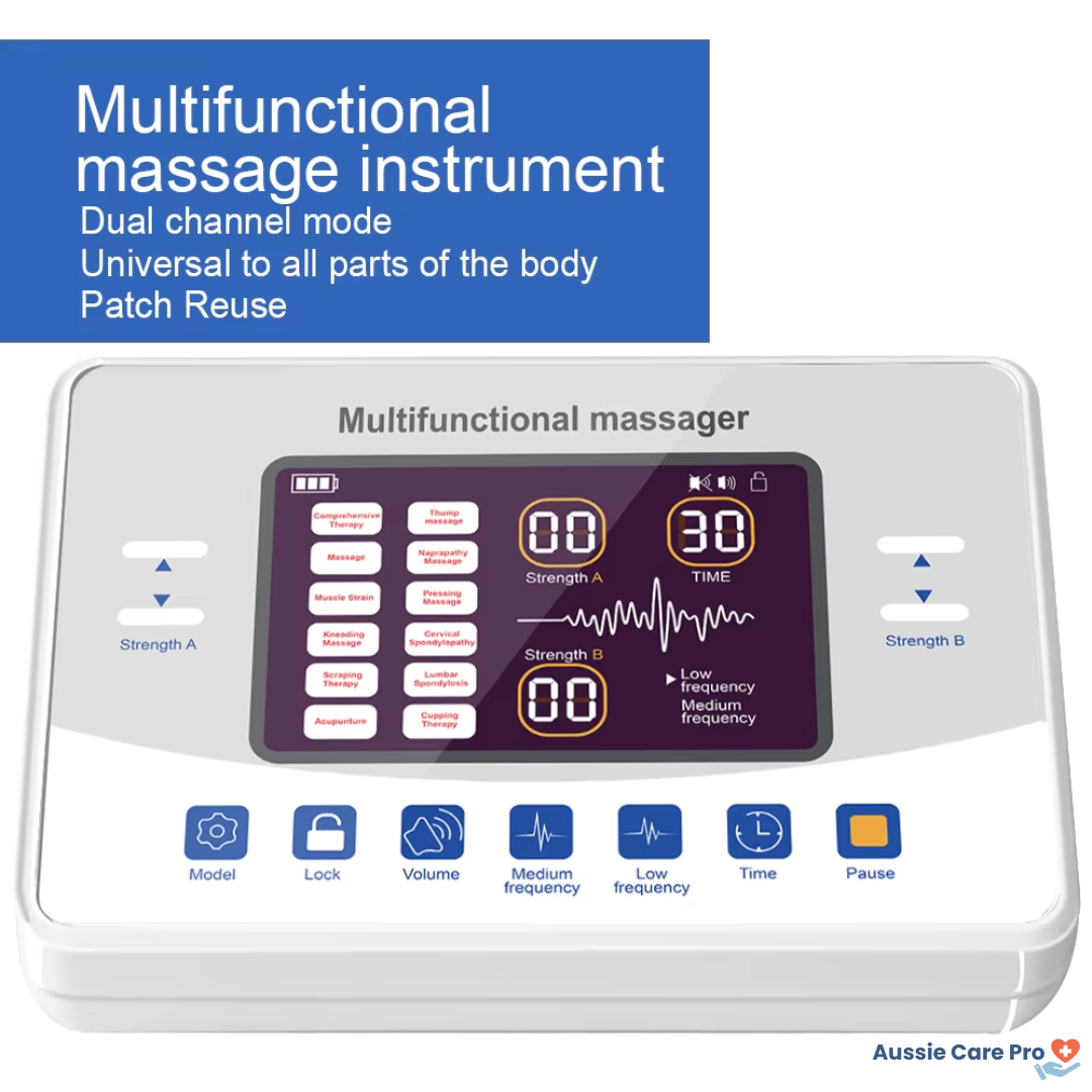 Masajeador eléctrico por impulsos TENS EMS con 12 modos, electroestimulador muscular para alivio del dolor