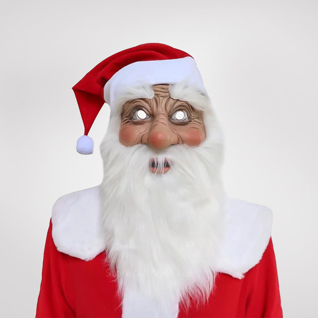 Máscara realista de Papá Noel que cubre cara, cuello y pecho