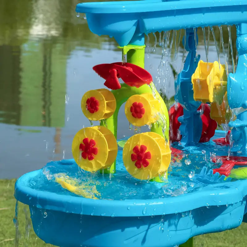 Mesa de Juegos Interactiva Infantil para Arena y Agua con 15 Accesorios – Plástico de Alta Calidad, Segura, Medidas 70x60x45 cm