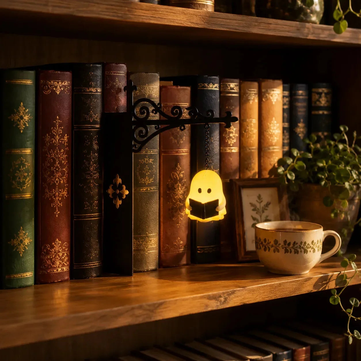 Mini farol colgante para estantería con luz LED cálida