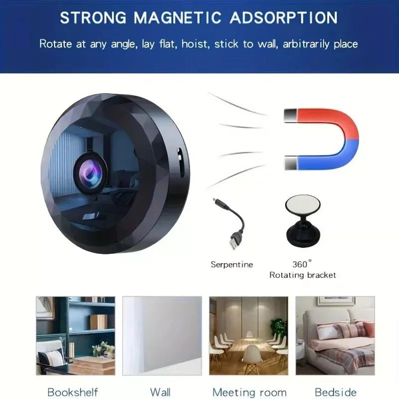 Minicámara WiFi: 1080P HD, Visión Nocturna, Detección de Movimiento