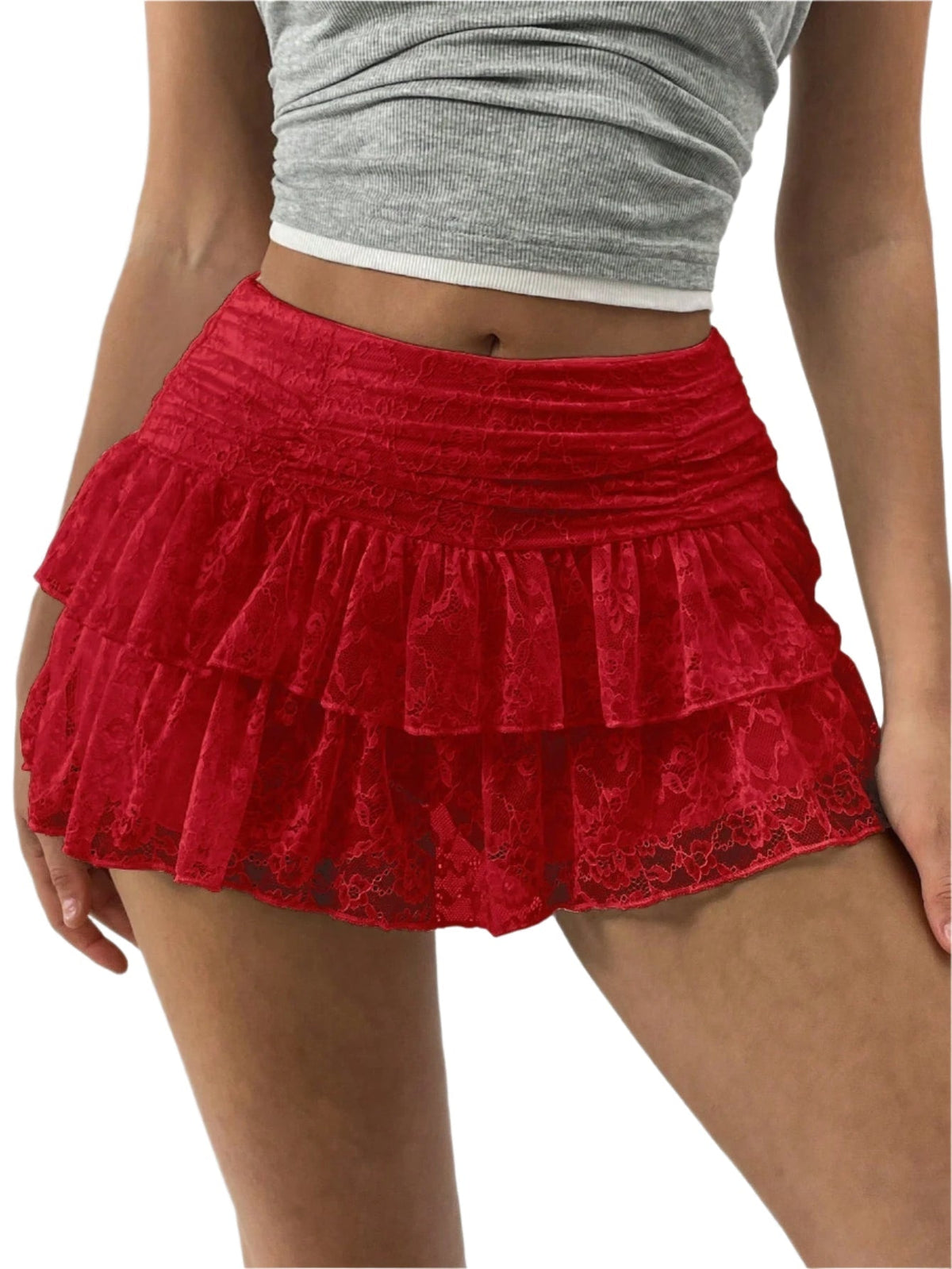 Minifalda con volantes y pretina ancha para mujer – Edición de otoño