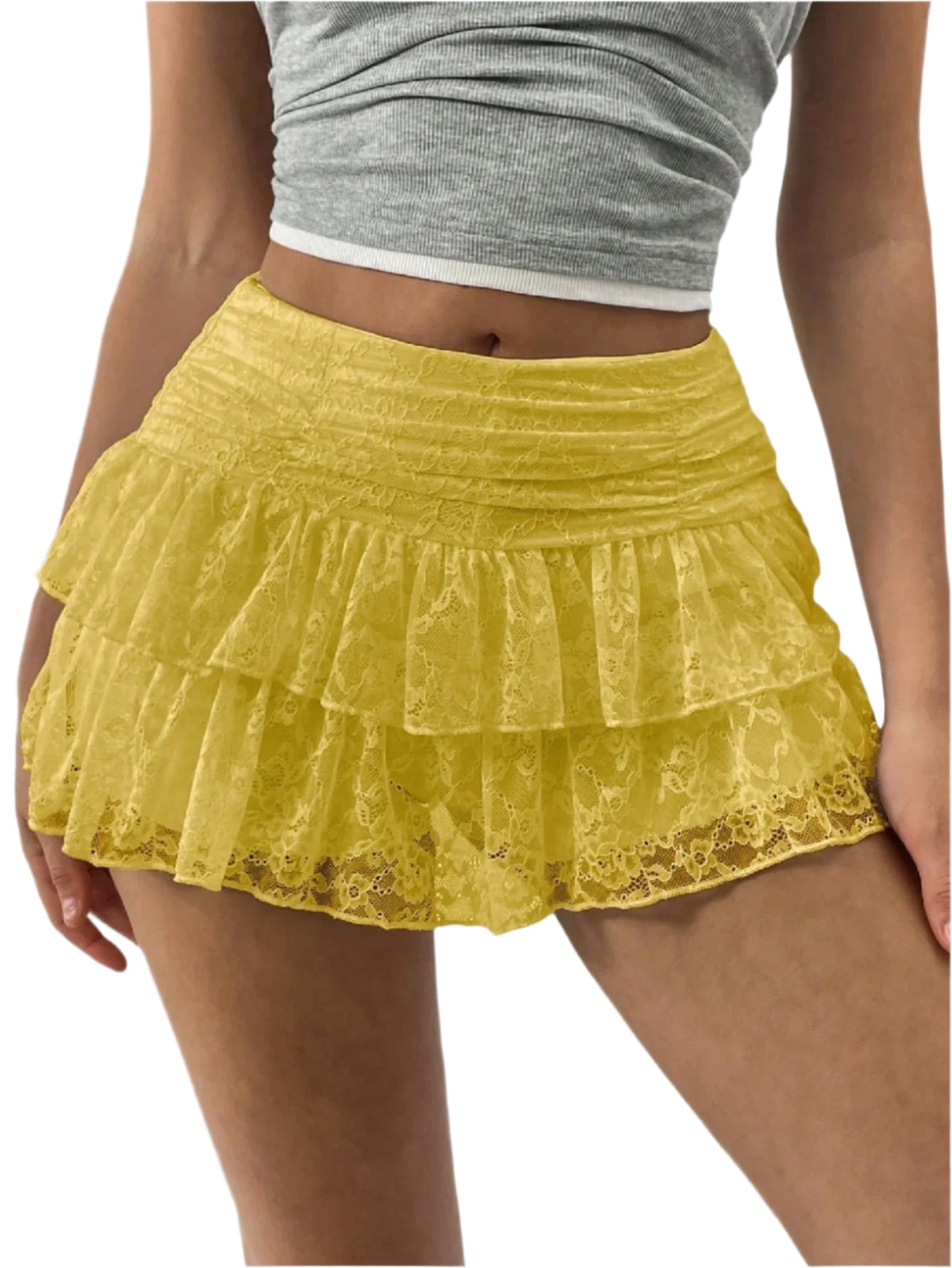 Minifalda con volantes y pretina ancha para mujer – Edición de otoño