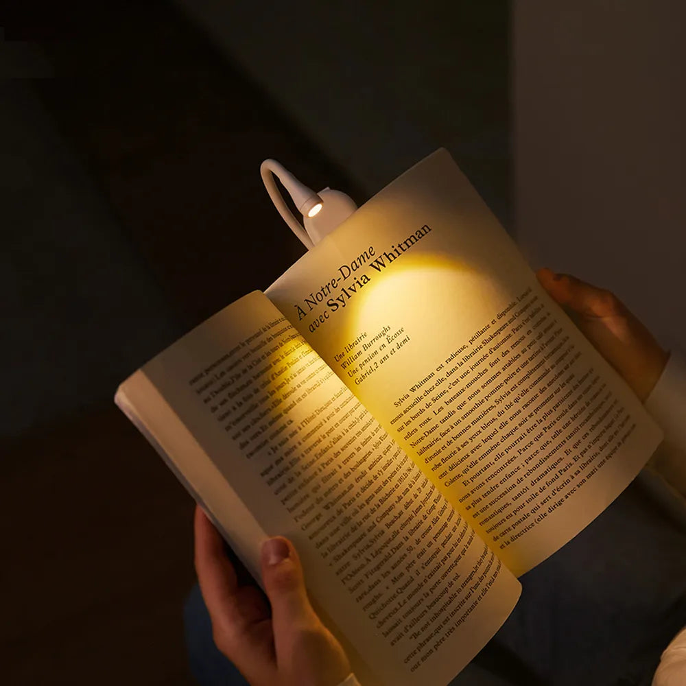 Miniluz de Lectura para Libro - Luz Nocturna Portátil con Clip y Carga USB, LED Regulable con Protección Ocular para Dormitorio y Camping - Lámpara de Libro con Pinza Giratoria de 360°