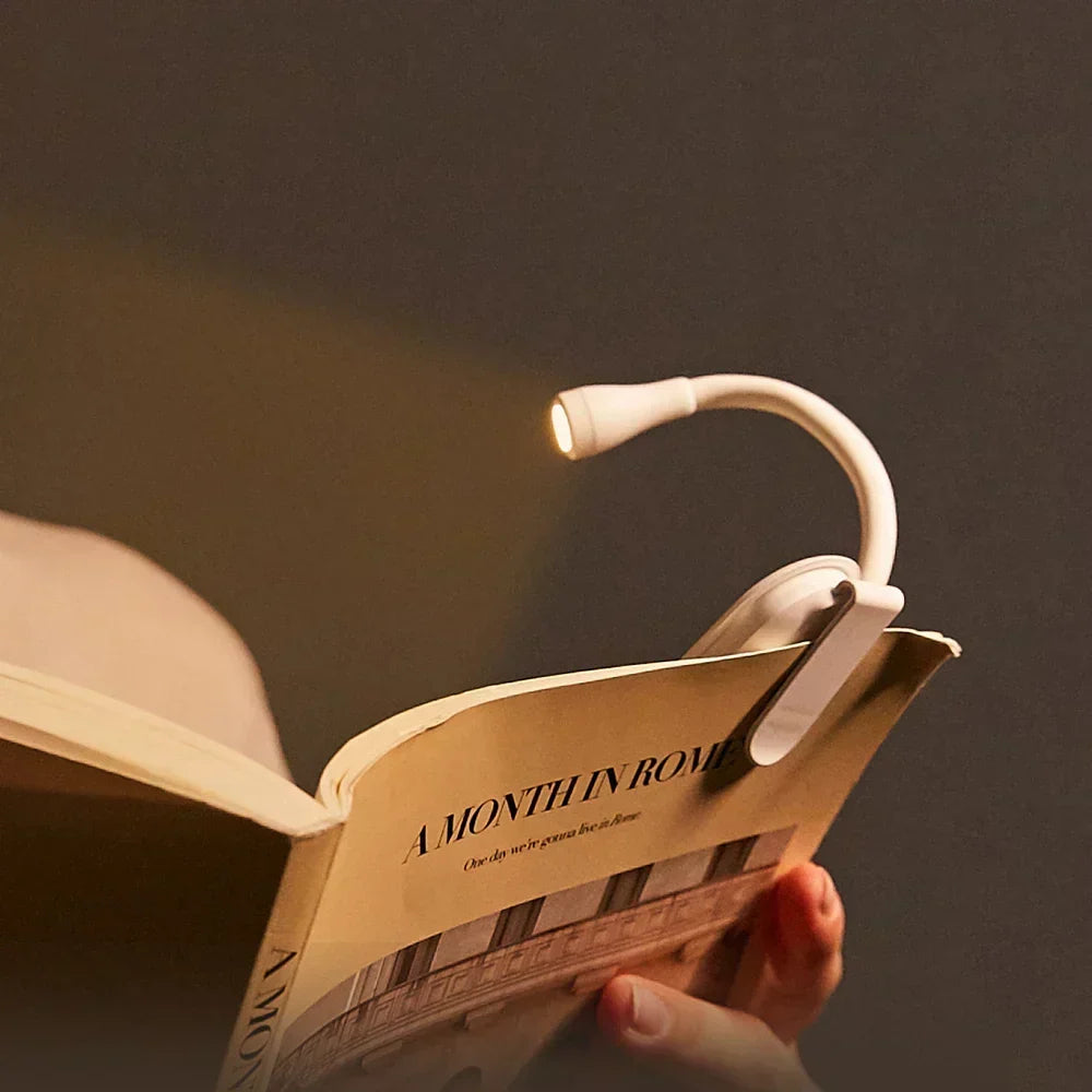 Miniluz de Lectura para Libro - Luz Nocturna Portátil con Clip y Carga USB, LED Regulable con Protección Ocular para Dormitorio y Camping - Lámpara de Libro con Pinza Giratoria de 360°