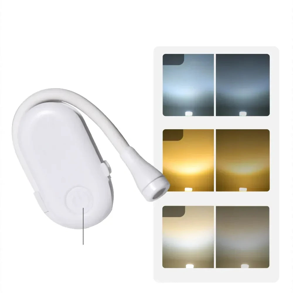 Miniluz de Lectura para Libro - Luz Nocturna Portátil con Clip y Carga USB, LED Regulable con Protección Ocular para Dormitorio y Camping - Lámpara de Libro con Pinza Giratoria de 360°