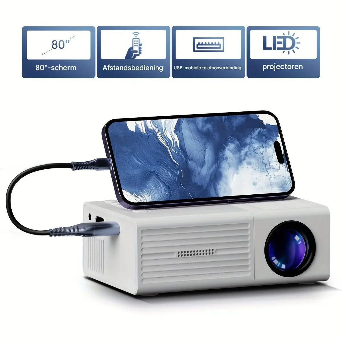Miniproyector - Proyector Portátil HD para Cine en Casa
