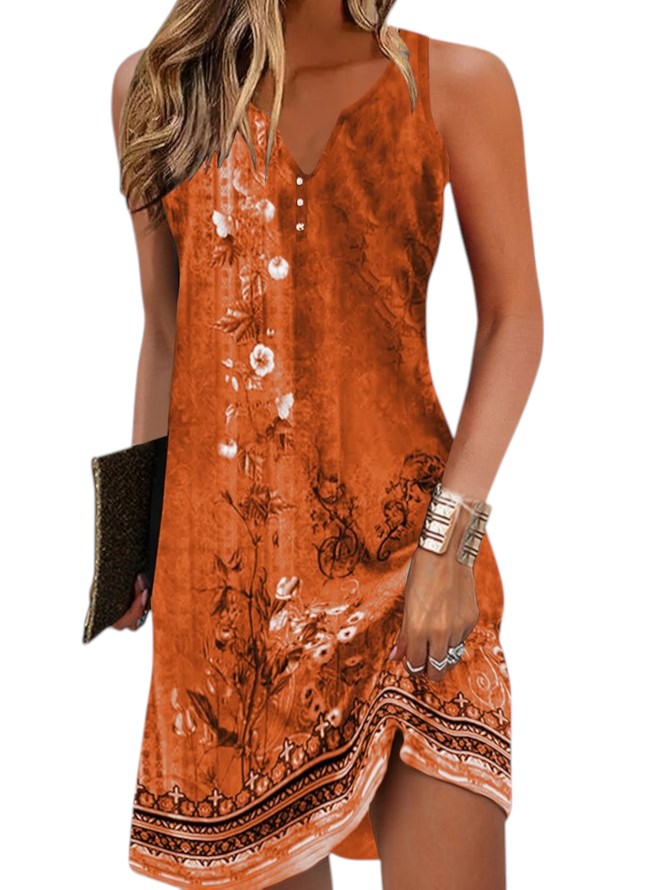 Minivestido de verano sin mangas con estampado para mujer
